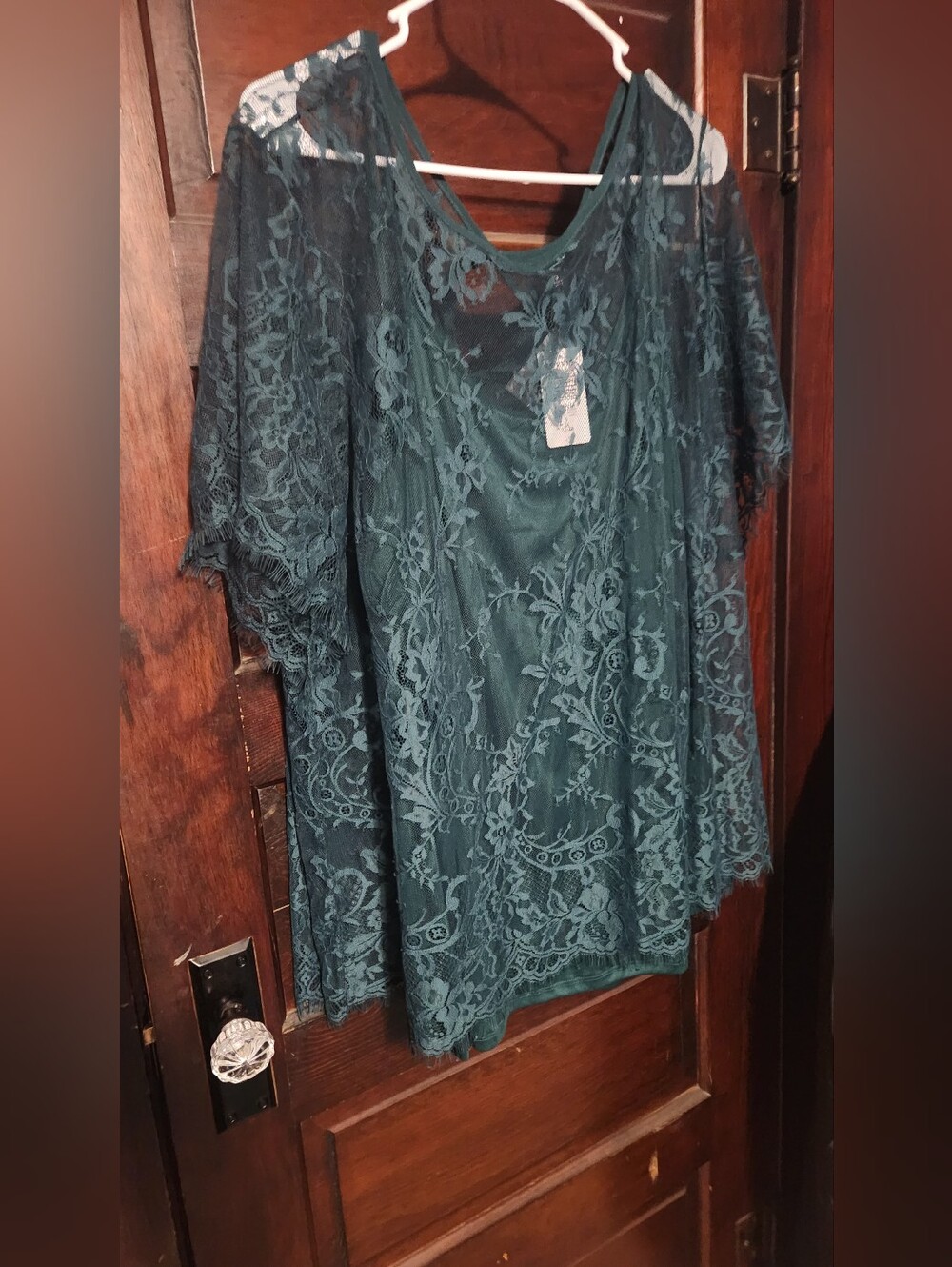 Torrid Dark Green Lace Overlay Top